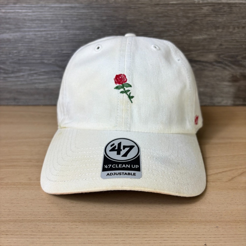 Rose Hat Cap Strap Back White Red Baseball Cap '47 Adjustable